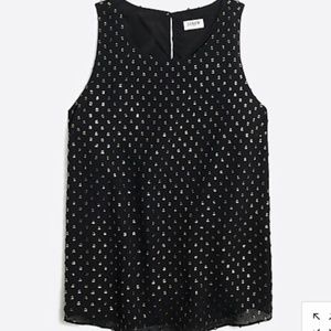 J.Crew Black Tank Top with Gold Sparkles (NWT)
